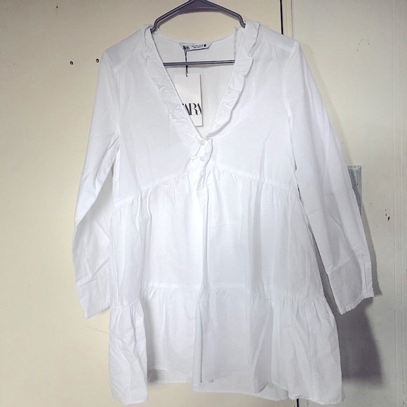 Zara TIERED OXFORD DRESS - Picture 9 of 15